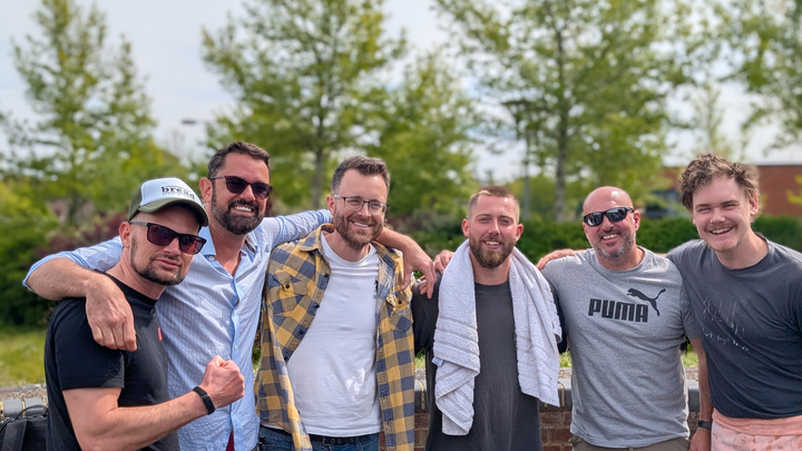 A Group of Guys Climbing a Mountain for Men campaign photo, 1 of 8