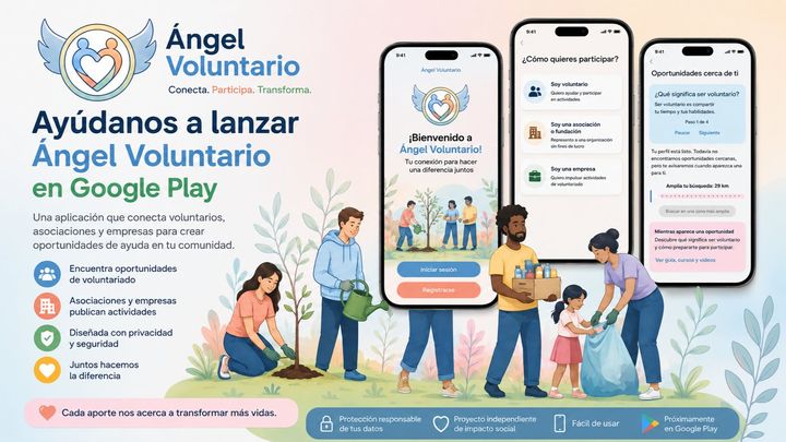 Ayúdame a lanzar Ángel Voluntario en Google Play campaign photo, 1 of 3