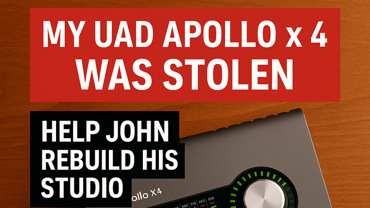 Help John Rebuild His Studio - My UAD Apollo x4 Was Stolen campaign photo, 1 of 3