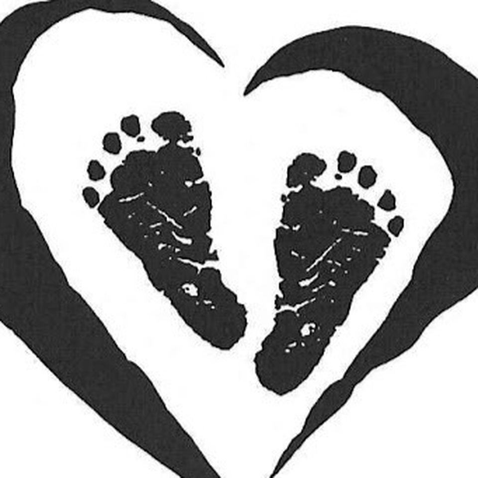 baby feet heart clip art black and white