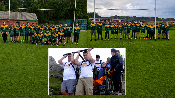 Oldham St Annes U15s Snowdon push challenge with Andy Walker