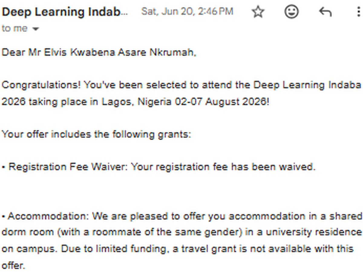 Help Elvis Attend Deep Learning Indaba 2026 campaign photo, 1 of 3