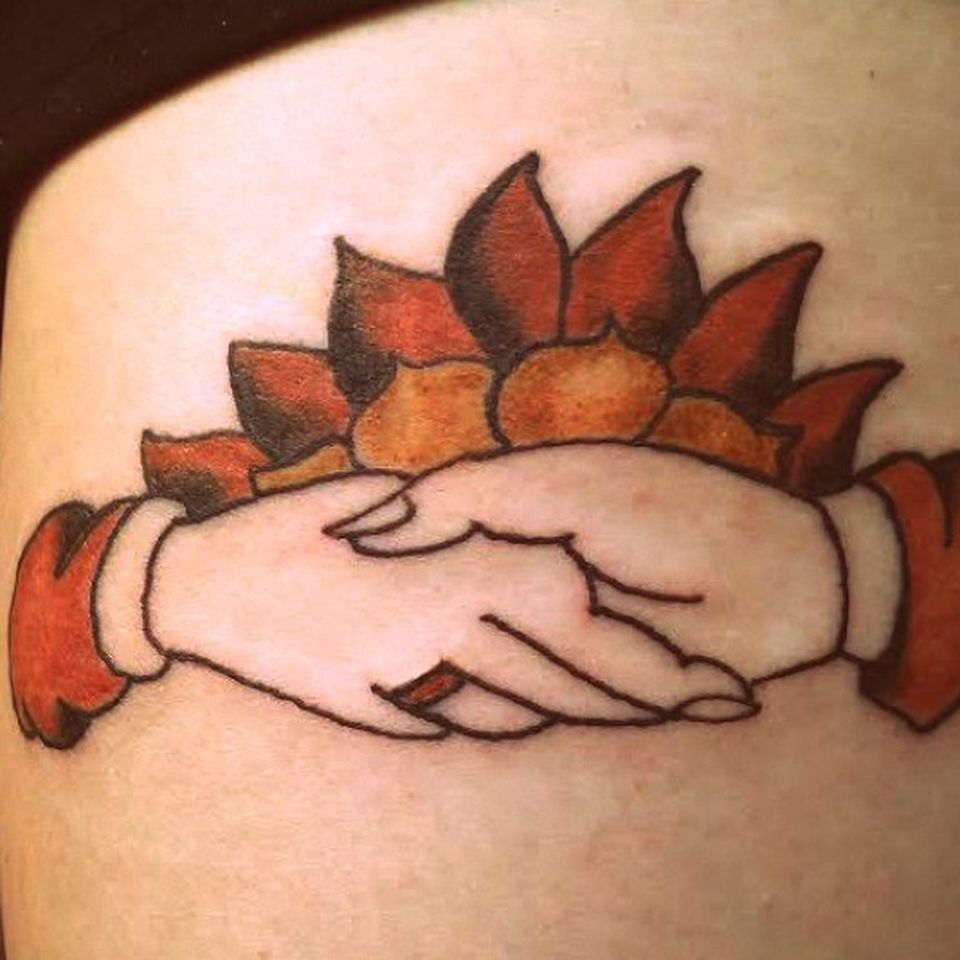 shaking hands tattoo flash