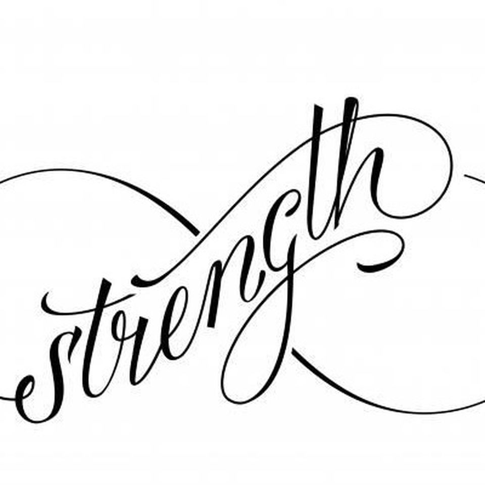 cursive strength word