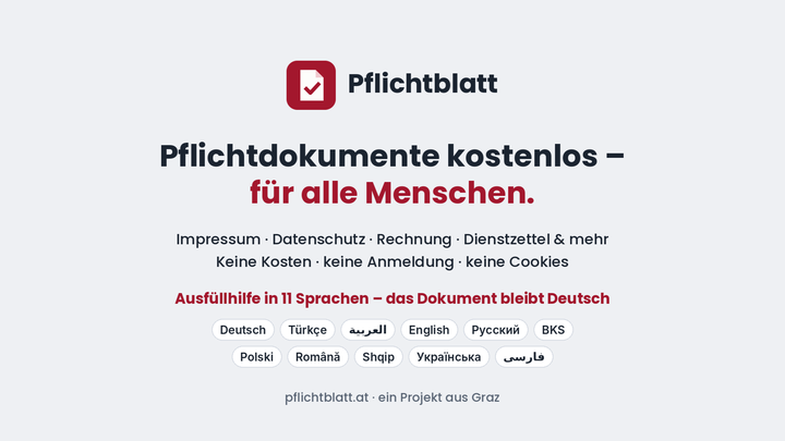Pflichtblatt: Kostenlose Pflichtdokumente für alle campaign photo, 1 of 3