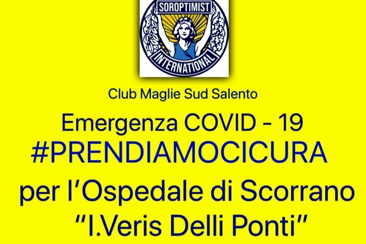 Fundraiser by Soroptimist International Club Maglie Sud Salento :  #PRENDIAMOCICURA Raccolta Fondi Ospedale Scorrano, image size:1200x800