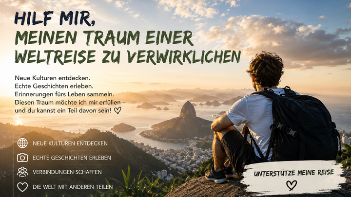 Hilf mir, meinen Traum einer Weltreise zu verwirklichen campaign photo, 1 of 3