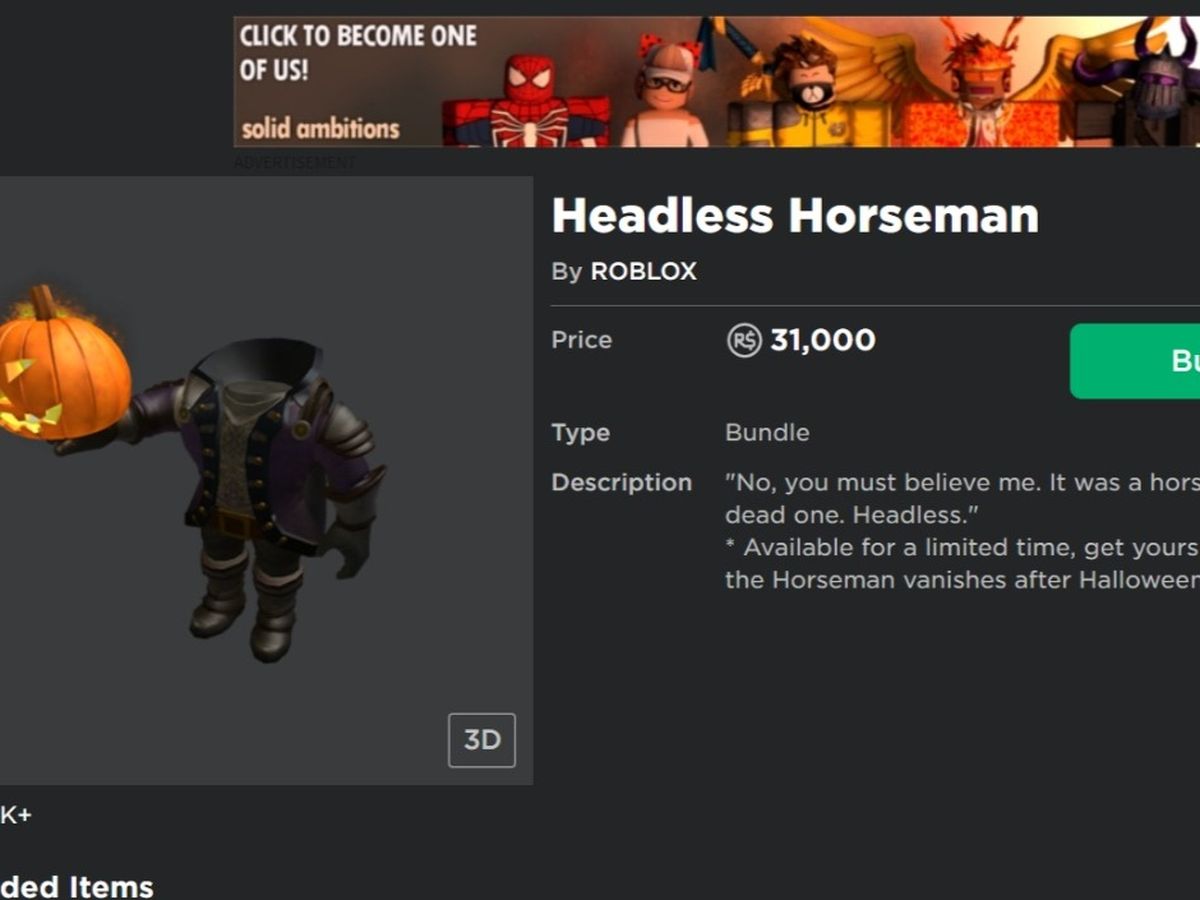 Headless Horseman Roblox Bundle